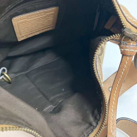 Vintage Coach Signature Crossbody Bag Canvas Leather 10403 Flaw - Picture 12 of 12